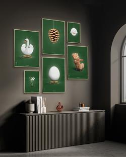 Plakat Svanen-Original grøn 30x40 cm fra Brainchild