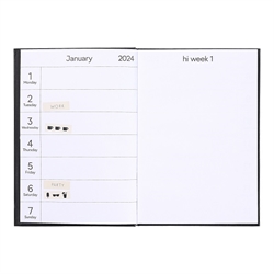 Kalender - bogkalender Hi 2024 sort A5 Design Letters