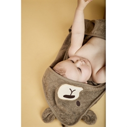 Aki babyhåndklæde med borderet bjørneansigt brun fra nuuroo