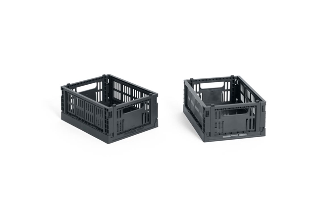 HAY Colour Crate folde opbevaringskasse mini sæt af to stk charcoal