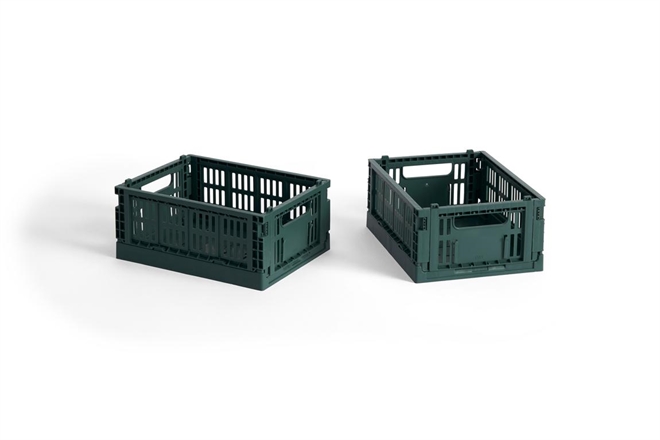 HAY Colour Crate folde opbevaringskasse mini sæt af to stk mørkegrøn