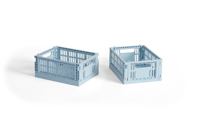 HAY Colour Crate folde opbevaringskasse mini sæt af to stk soft blue