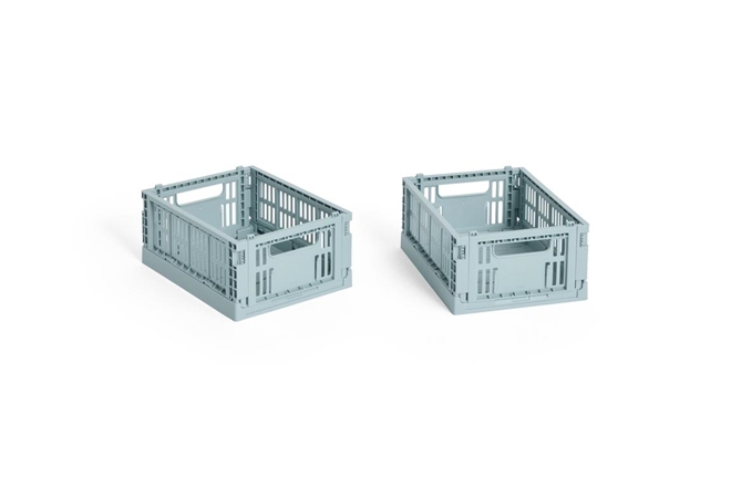 HAY Colour Crate folde opbevaringskasse mini sæt af to stk dusty blue