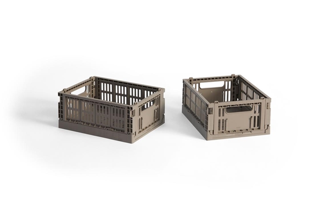 HAY Colour Crate folde opbevaringskasse mini sæt af to stk varm grå