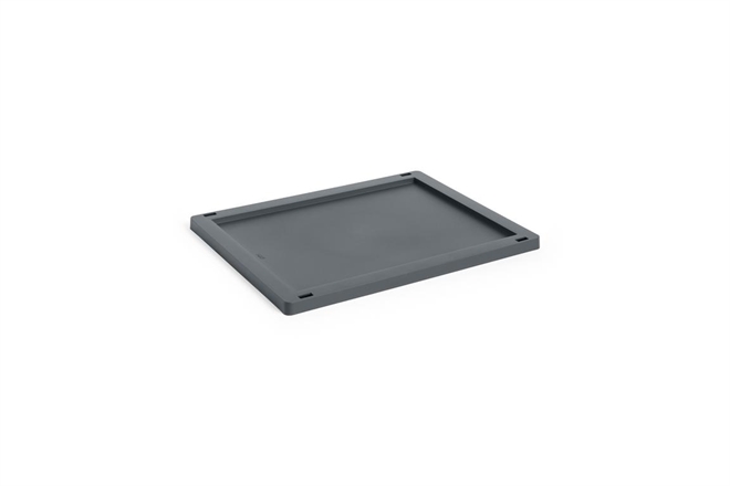 HAY Colour Crate plastik låg medium til opbevaringskasse charcoal
