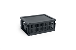 HAY Colour Crate plastik låg medium til opbevaringskasse charcoal