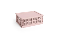 HAY Colour Crate plastik låg medium til opbevaringskasse blush
