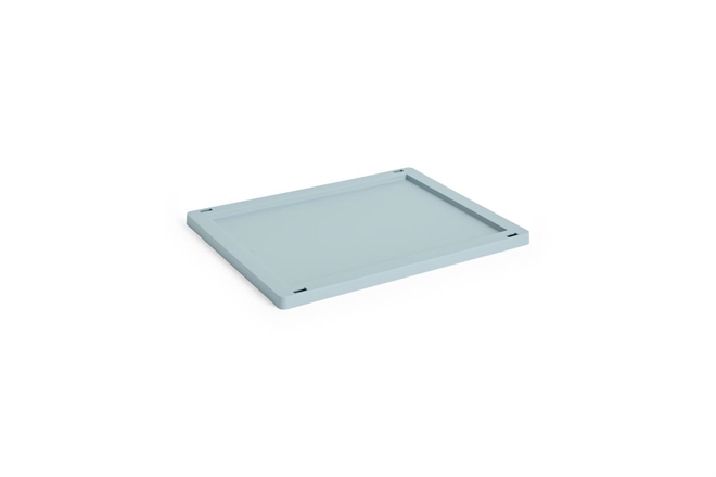HAY Colour Crate plastik låg medium til opbevaringskasse dusty blue