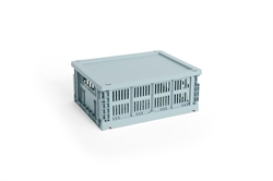 HAY Colour Crate plastik låg medium til opbevaringskasse dusty blue