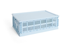 HAY Colour Crate plastik låg large til opbevaringskasse soft blue