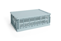 HAY Colour Crate plastik låg large til opbevaringskasse dusty blue