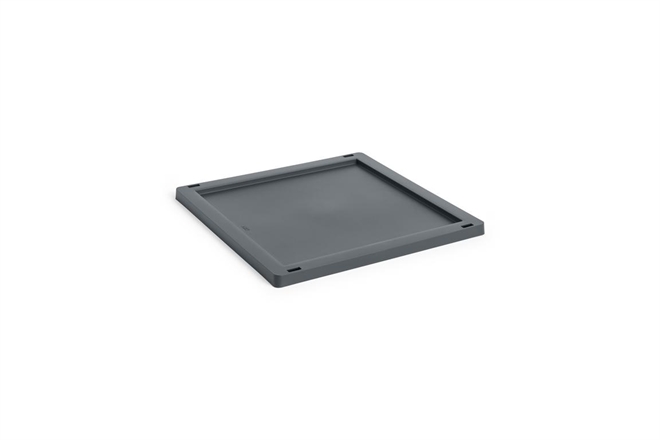 HAY Colour Crate plastik låg medium til square/cube opbevaringskasse charcoal
