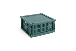 HAY Colour Crate plastik låg medium til square/cube opbevaringskasse mørkegrøn