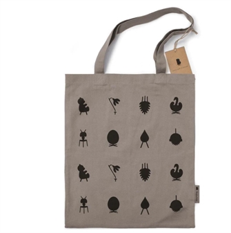 Mulepose - indkøbsnet med Designikoner i grå fra Brainchild