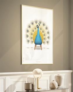 Plakat Påfugl på hvid baggrund 50x70 cm Brainchild