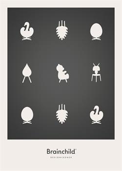 Plakat med Designikoner i mørkegrå 30x40 cm fra Brainchild