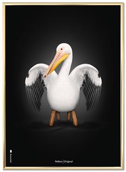 Plakat Pelikan med sort baggrund 30x40 cm fra Brainchild