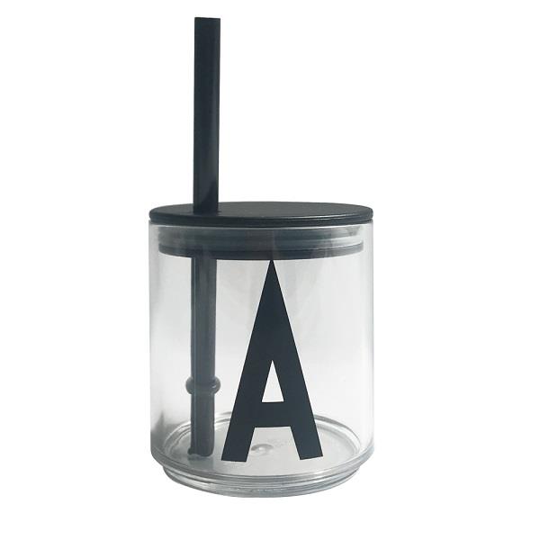 Kids sugerør sort med låg til Kids personlige drikkeglas fra Design Letters