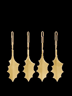 Holly Leaf messing ornamenter - Sæt af 4 fra Ferm Living