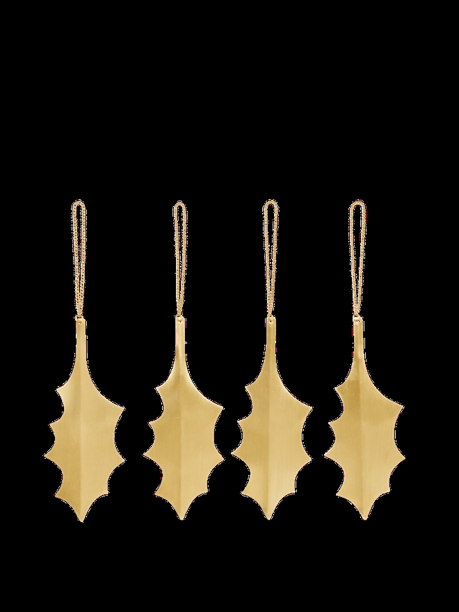 Holly Leaf messing ornamenter - Sæt af 4 fra Ferm Living