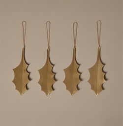 Holly Leaf messing ornamenter - Sæt af 4 fra Ferm Living