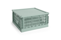 HAY Colour Crate plastik låg large square/cube til opbevaringskasse saga green
