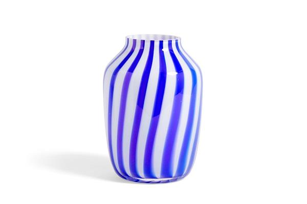 Juice vase fra HAY - blå stribet høj glasvase