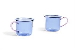 Borosilicate kop - sæt af to - lyseblå med pink hank fra HAY