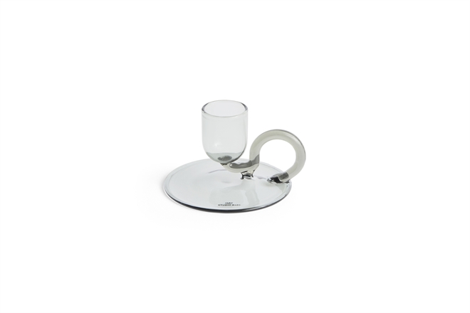 Tiny Candleholder - glas lysestage fra HAY - Curved Grey