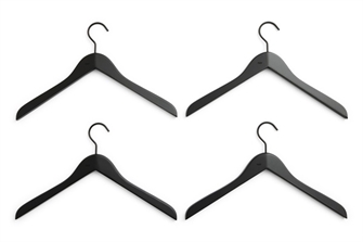 Smooth caot hanger - 4 slim bøjler i sort fra HAY