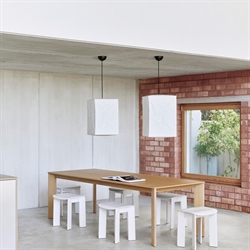Rice loftlampe i rispapir - lampeskærm CUe High Classic hvid 55x38 cm fra HAY
