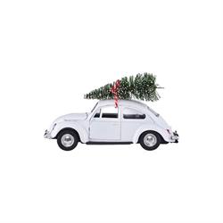 Julebil mini i hvid med juletræ på taget fra House Doctor