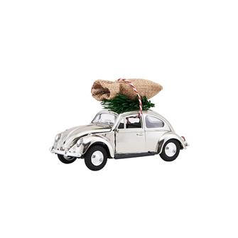 Julebil mini i krom med sæk og gran på taget fra House Doctor