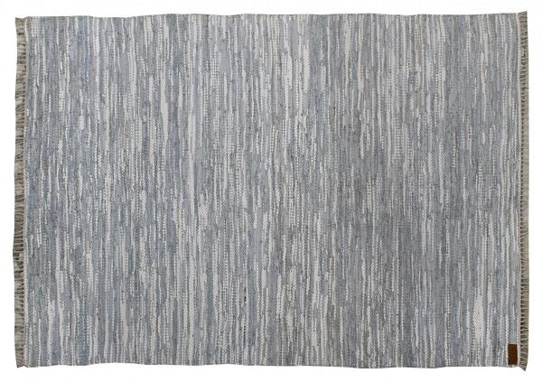 Gulvtæppe Nordic Light Chindi grå - hvid læder skind