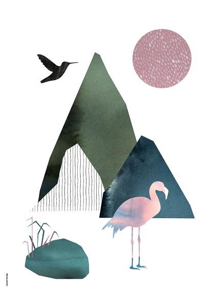 Plakat Mountain Life - Flamingo A3 fra I Love My Type