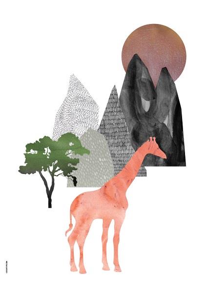 Plakat Mountain Life - Giraf A3 fra I Love My Type