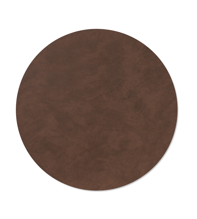 Dækkeserviet cirkel Ø40 cm i recycle læder mørkebrun fra LindDNA