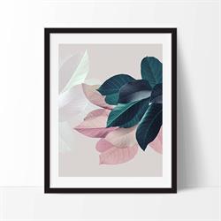 Plakat med plante blade i rosa A4