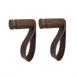 More Hook - 2 stk læder knage i røget eg og brun læder fra Nordic Function