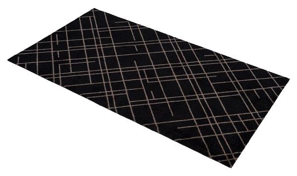 Dørmåtte - Løber Lines sort og sand 67x120 cm fra Tica Copenhagen