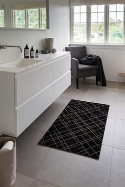 Dørmåtte - Løber Lines sort og sand 67x120 cm fra Tica Copenhagen