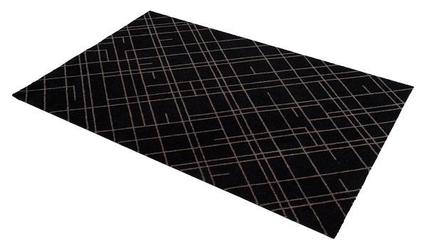 Dørmåtte - Løber Lines sort og sand 90x130 cm fra Tica Copenhagen