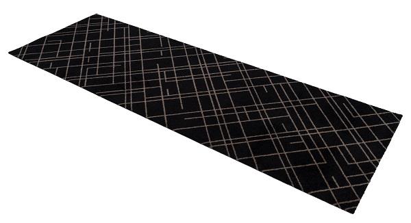 Dørmåtte - Løber Lines sort og sand 67x150 cm fra Tica Copenhagen