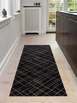 Dørmåtte - Løber Lines sort og sand 67x150 cm fra Tica Copenhagen