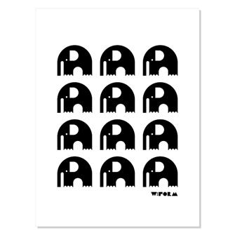 9 Elefanter på plakat 30x40 cm fra W:form