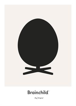 Plakat med Designikon i gråtone - Ægget 50x70 cm fra Brainchild