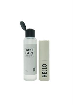 Take Care Håndsprit dispenser sæt hvid HELLO fra Design Letters