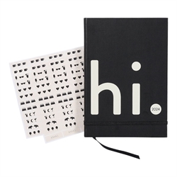 Kalender - bogkalender Hi 2024 sort A5 Design Letters