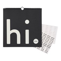 Månedskalender - vægkalender Hi 2024 sort Design Letters