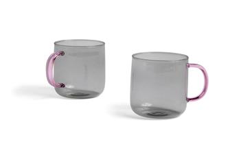 Borosilicate krus - sæt af to - lysegrå med rosa hank fra HAY